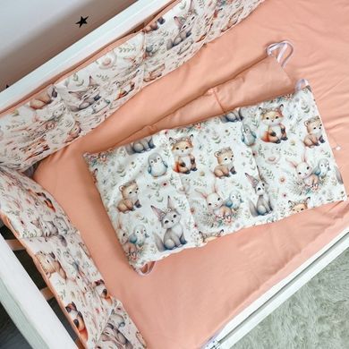 Комплект в кроватку бортики+постельное белье Oh My Kids "Зайчики Лисички"