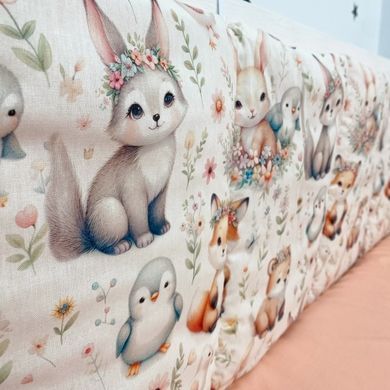 Комплект в кроватку бортики+постельное белье Oh My Kids "Зайчики Лисички"