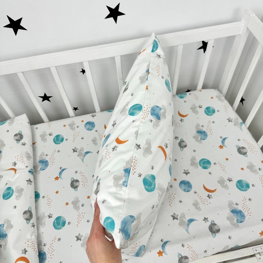 Тепла дитяча постільна білизна 120х60 см Oh My Kids "Spase" блакитний