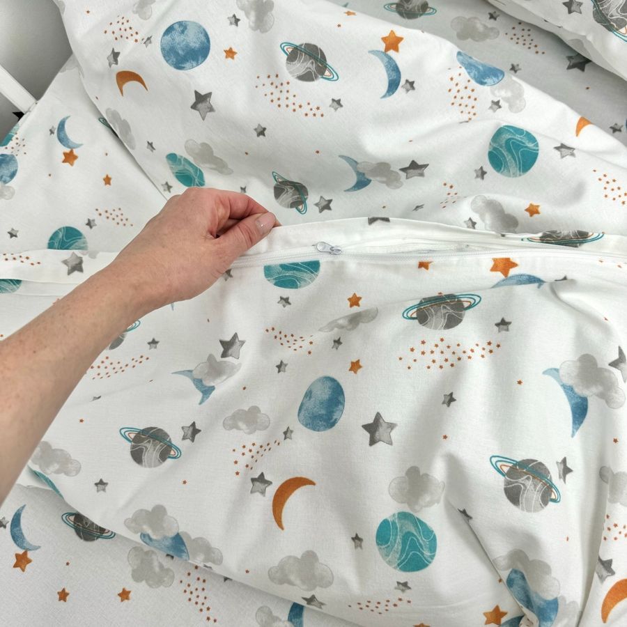 Тепла дитяча постільна білизна 120х60 см Oh My Kids "Spase" блакитний