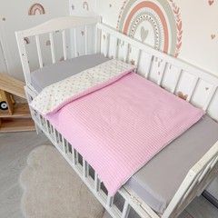 Плед-ковдра для дівчинки зі зйомним утеплювачем 100х80 см Oh My Kids "Pink Hearts" рожевий