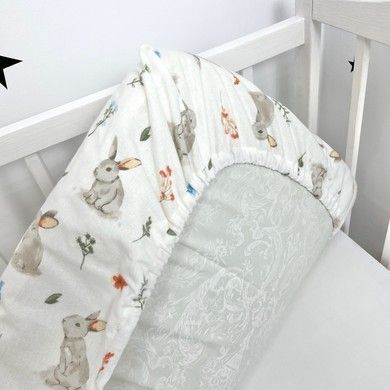 Фланелевая детская простыня на резинке 120х60 см Oh My Kids &laquo;Зайчики&raquo;