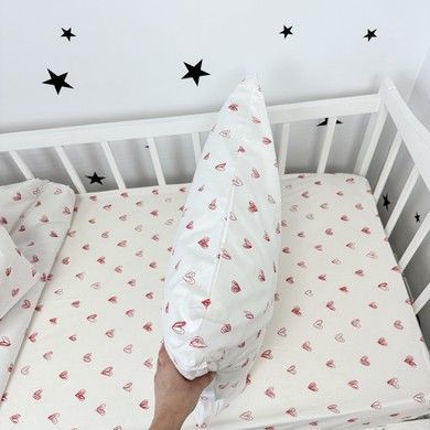 Натуральна наволочка 40х60 см Oh My Kids "Red Hearts"