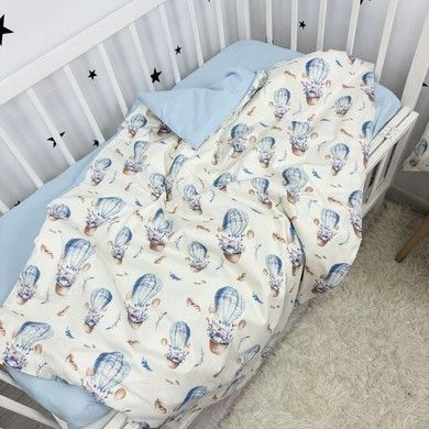 Підковдра дитяча натуральна 120х90 см Oh My Kids "Зайчики на повітряній кулі"