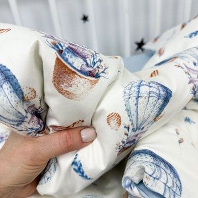 Підковдра дитяча натуральна 120х90 см Oh My Kids "Зайчики на повітряній кулі"