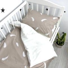 Сатинова дитяча постільна білизна Oh My Kids &laquo;Пірʼя&raquo;