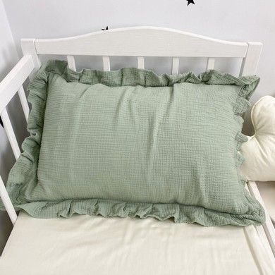 Муслінова наволочка з рюшами 40х60 см Oh My Kids "Dark Mint"