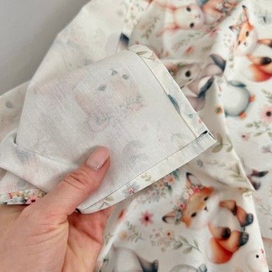 Натуральна бавовняна пелюшка для дівчинки Oh My Kids "Зайчики Лисички"
