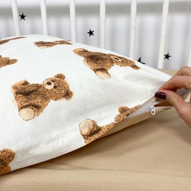 Постільна білизна у ліжечко 120х60 см для хлопчика Oh My Kids &laquo;Ведмедики&raquo; бежевий