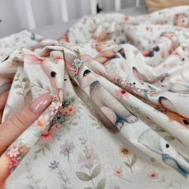 Натуральна бавовняна пелюшка для дівчинки Oh My Kids "Зайчики Лисички"