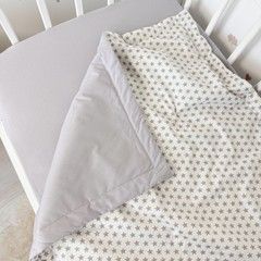 Дитяча ковдра-плед з тонким утеплювачем 100х80 см Oh My Kids "Gray Stars" сірий