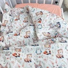 Підковдра дитяча 120х90 см для дівчинки Oh My Kids "Зайчики Лисички"
