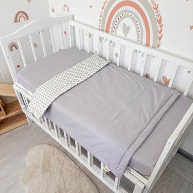 Дитяча ковдра-плед з тонким утеплювачем 100х80 см Oh My Kids "Gray Stars" сірий