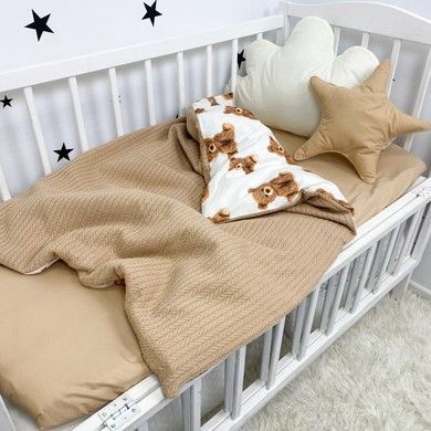 Дитячий натуральний конверт-плед Oh My Kids "Ведмедики" бежевий