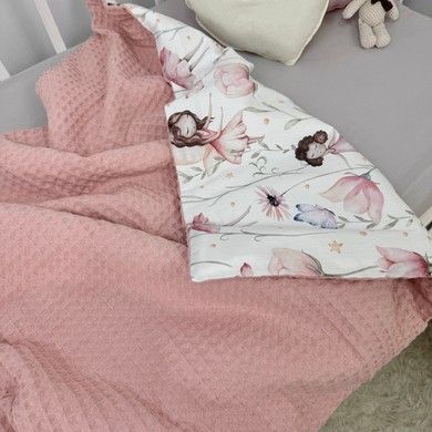 Всесезонный плед для девочки 100х80 см Oh My Kids "Феечки" пудровый
