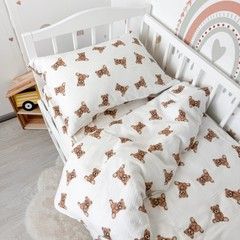 Дитяча муслінова постільна білизна у ліжко 120х60 см Oh My Kids "Bears" бежевий