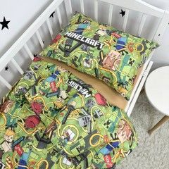 Дитячий комплект постільної білизни для ліжка 120х60 см Oh My Kids &laquo;Майнкрафт&raquo; бежевий ранфорс