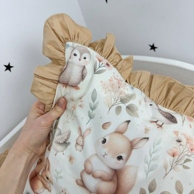 Дитяча наволочка з рюшами 40х60 см Oh My Kids "Лисички совенята"  бежевий