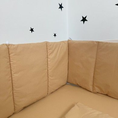 Однотонные стеганные бортики в детскую кровать 120х60 см Oh My Kids Бежевый