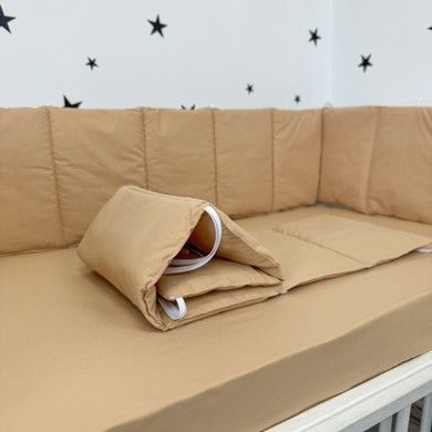 Однотонные стеганные бортики в детскую кровать 120х60 см Oh My Kids Бежевый