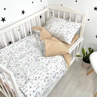 Постельное белье в детскую кровать 120х60 см Oh My Kids "Зайчики" беж
