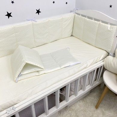 Защитные бортики в кроватку на 3 стороны Oh My Kids "Milk Dots" сатин