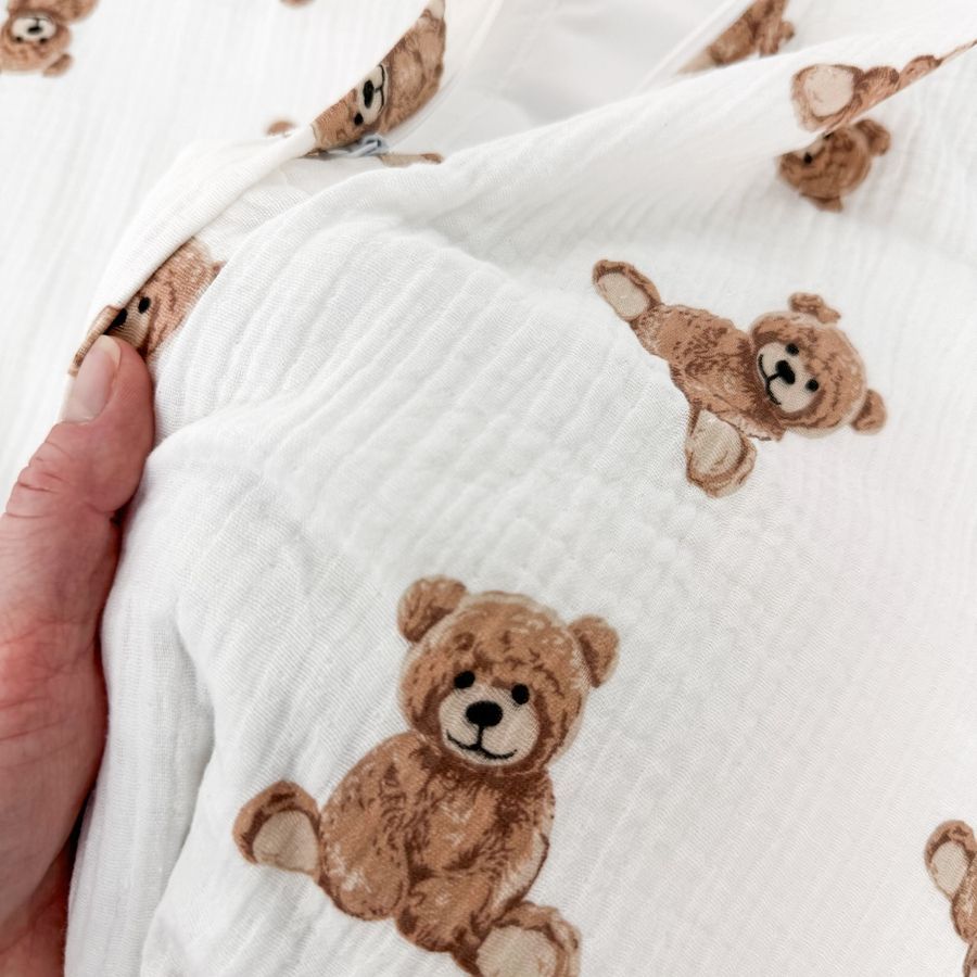 Дитяча муслінова постільна білизна у ліжко 120х60 см Oh My Kids "Bears" бежевий