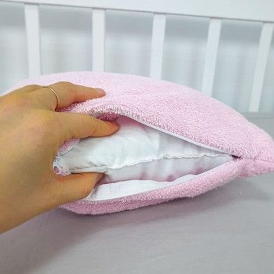 Махровый набор в коляску: подушка 30х25см + простынь на резинке Oh My Kids "Розовый"