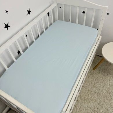 Натуральна постільна білизна з рюшами однотонна для ліжка 120х60 см з підковдрою 120х90 см Oh My Kids &laquo;Light Blue&raquo; ранфорс