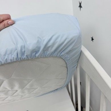 Натуральна постільна білизна з рюшами однотонна для ліжка 120х60 см з підковдрою 120х90 см Oh My Kids &laquo;Light Blue&raquo; ранфорс