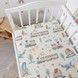 Детская простыня на резинке в кровать 120х60 см Oh My Kids "Паровозики" для мальчика, голубой