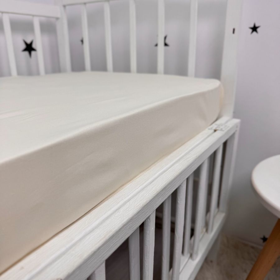 Дитяче простирадло на резинці 120х60 см Oh My Kids Колір молочний