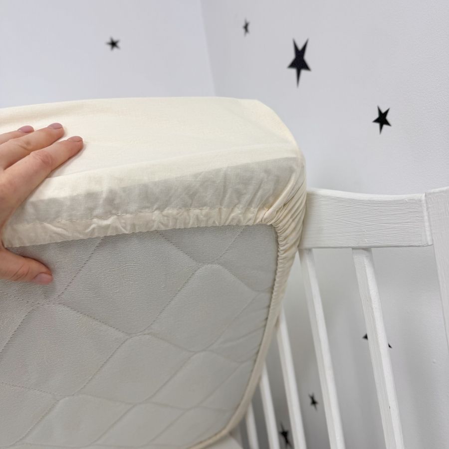 Дитяче простирадло на резинці 120х60 см Oh My Kids Колір молочний