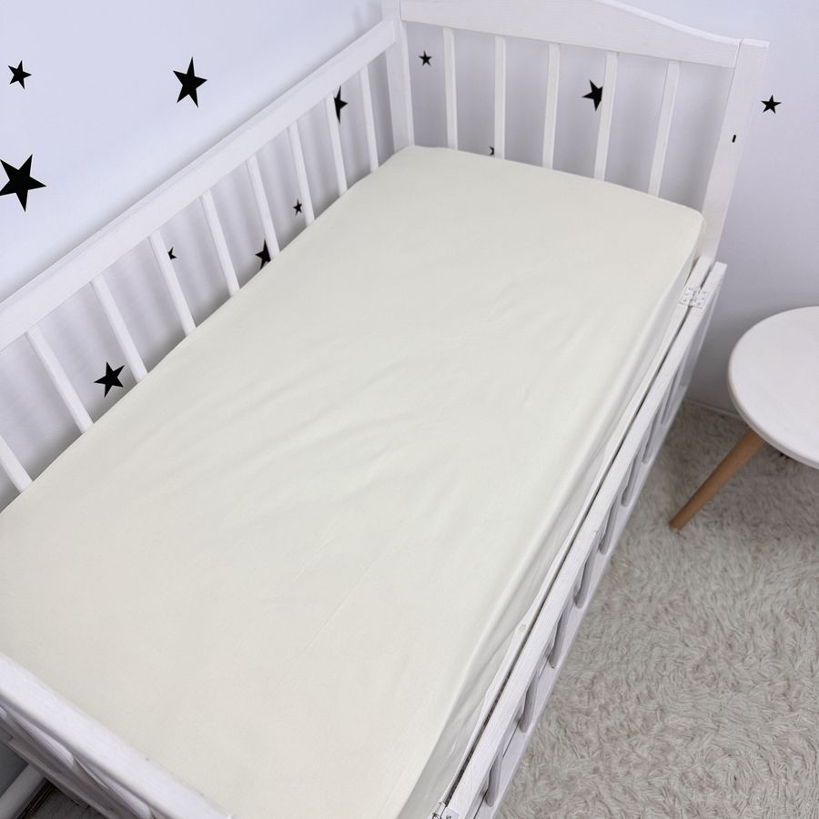 Дитяче простирадло на резинці 120х60 см Oh My Kids Колір молочний