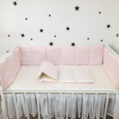 Бортики дитяче ліжечко 120х60 см Oh My Kids "Pink dots" сатин