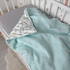 Дитячий плед універсальний всесезонний 100х80 см Oh My Kids &laquo;Кролики&raquo; мʼятний