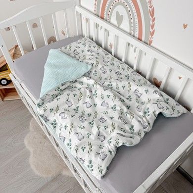 Дитячий плед універсальний всесезонний 100х80 см Oh My Kids &laquo;Кролики&raquo; мʼятний
