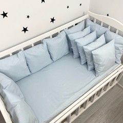 Однотонные бортики в детскую кровать Oh My Kids &laquo;Light Blue&raquo; 6 шт