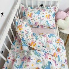 Постільна білизна для дівчинки у ліжечко 120х60 см Oh My Kids &laquo;Funny Unicorns&raquo; рожевий