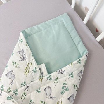 Детский конверт на выписку с тонким утеплителем Oh My Kids "Mint Bunnies" мятный