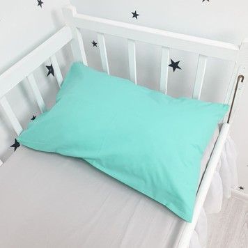 Подушка хлопок 1-3 года 40х60 см + наволочка Oh My Kids, бирюзовый однотон