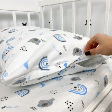 Дитяча фланелева наволочка 40х60 см Oh My Kids &laquo;Ведмедики&raquo; блакитний