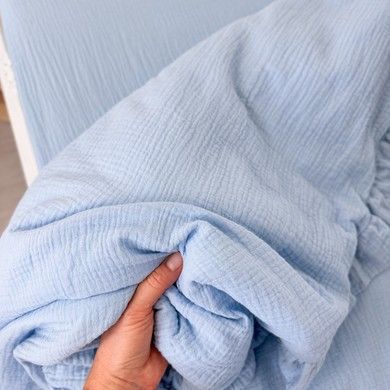 Підковдра з органічного мусліну 120х90 см з рюшами Oh My Kids "Sky Blue" блакитний