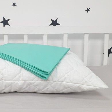 Подушка бавовна 1-3 роки 40х60 см + наволочка Oh My Kids, бірюзовий однотон