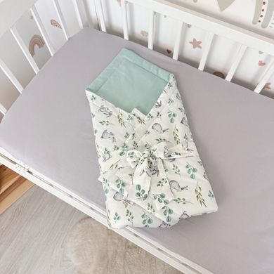 Дитячий конверт на виписку з тонким утеплювачем Oh My Kids "Mint Bunnies" мʼятний