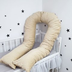 Подушка для вагітних зі знімним чохлом ТМ Oh My Kids 170 см "Бежевий плюш"