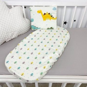 Комплект в коляску простирадло+подушка Oh My Kids "Дино"
