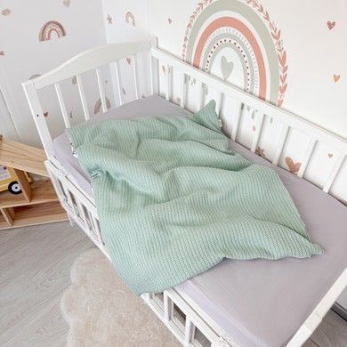 Дитячий всесезонний онверт на виписку Oh My Kids &laquo;Левенята&raquo; мʼятний піке