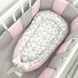 Кокон для девочки со съёмным матрасом Oh My Kids "Единороги с облаками и радугами"
