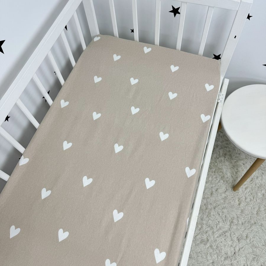 Дитяча тепла постільна білизна для ліжка 120х60 см Oh My Kids &laquo;Cute hearts&raquo; фланель бежевий